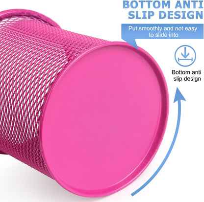 Tamaki Pen Holder Cup for Desk, Desk Organizer Wire Mesh Pencil Cup Holder for Desk Office Pen Organizer (Purple)