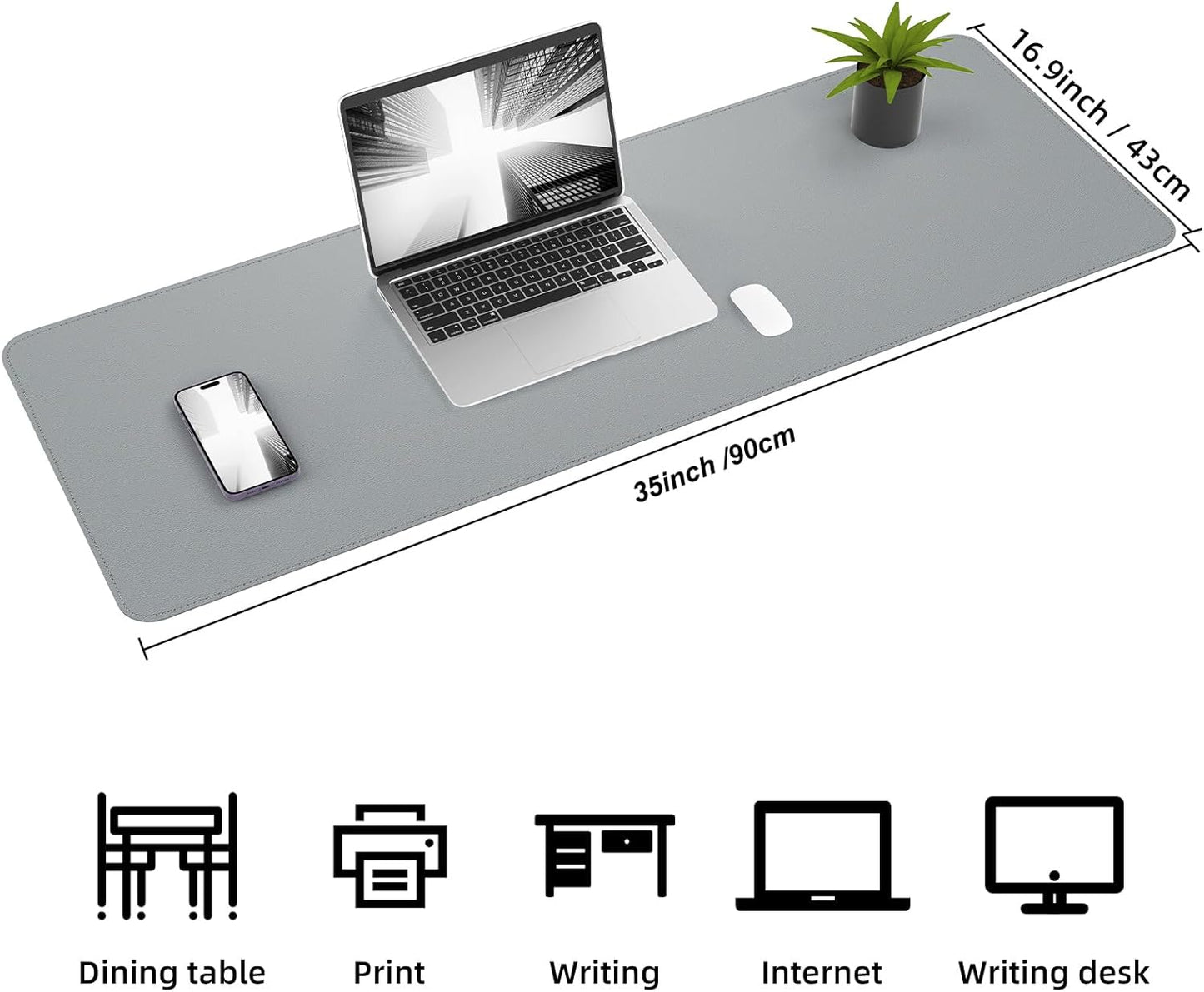 AFIING Large Desk Mat 47" x 17", Dual-Sided Natural Cork & PU Leather Desk Pad, Non-Slip Waterproof Mouse Pad for Office, Home & Gaming, Black