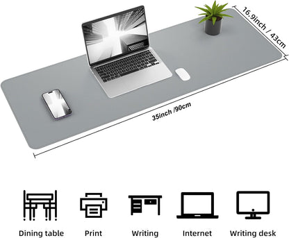 AFIING Large Desk Mat 47" x 17", Dual-Sided Natural Cork & PU Leather Desk Pad, Non-Slip Waterproof Mouse Pad for Office, Home & Gaming, Black