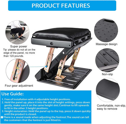 Foot Rest for Under Desk at Work 4-Level Height Adjustable, Ergonomic Foldable Footrest for Office, Gaming,Computer, Soft & Removable Pad Desk Foot Stool Suitable for All Seasons