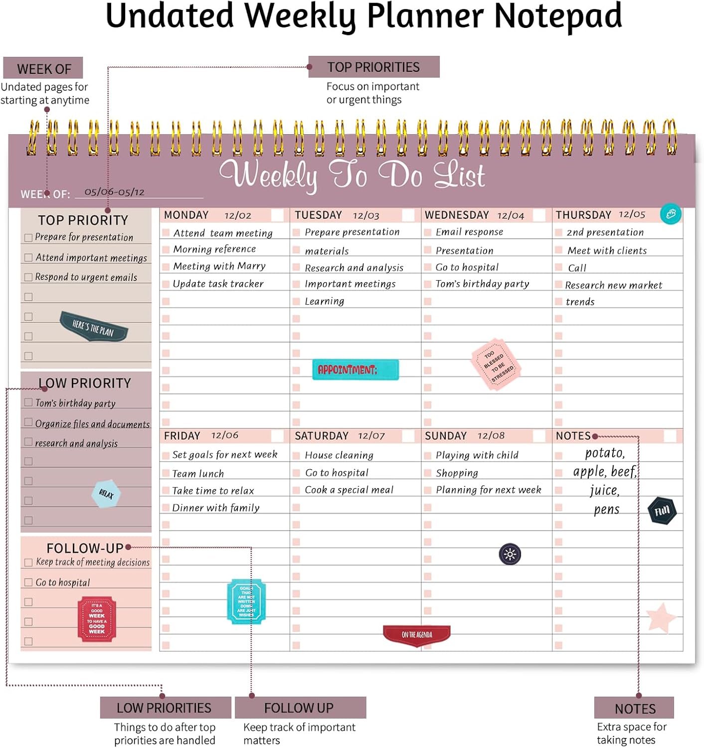 Weekly To Do List Notepad, 8.5''x11'' Weekly Desk Planner with 52 Tear Off Sheets Undated Weekly Planner Habit Tracker & Productivity Organizer for Home School and Work, Light Green
