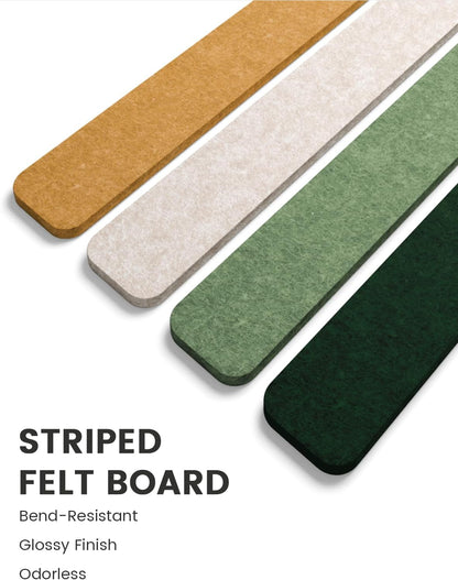 Fluxynara Cork Board Alternative Felt Strip Board 8-Pack 13"x2", Office Pin Board with 50 Push Pins, Adhesive Install for Bedroom Door & Home Office(Linen Dusk)