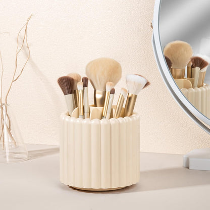 Anyoifax 360 Rotating Makeup Brush Holder 7 Slots Make Up Brush Organizer Removable Spinning Cosmetic Brushes Storage Pen Holder for Vanity, Dresser, Desk, White