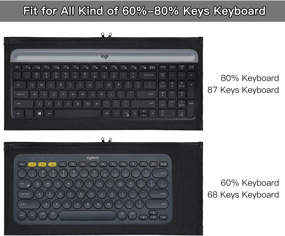 Keyboard Bag Case Sleeve Pouch for Universal Keyboard, Logitech/Razer/Das/Havit/Apple Magic Keyboard Protector, Wireless/Wire Computer/Gaming PC Keyboard Dust Cover-Black