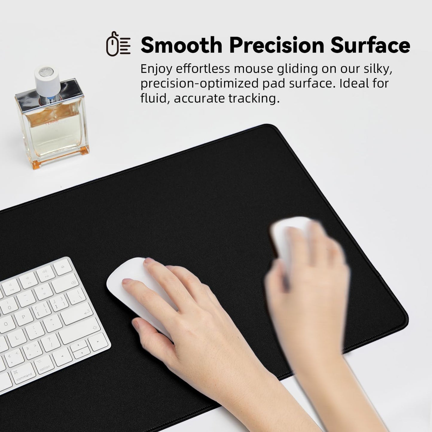 Reniteco Waterproof Large Gaming Mouse Pad with Durable Stitched Edges, Non-Slip Rubber Base, Grainy Jacquard Mouse Mat Desk Pad for Home Office Gaming, 31.5''x11.8''x0.12'', Matte Beige