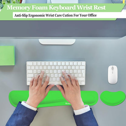 Keyboard Wrist Rest, BamLue Memory Foam Pad Set for Easy Typing & Pain Relief for Laptop, Office & Home, Ergonomic Sets for Keyboard, Gel Mouse Wrist Rest, Smooth Fiber Cushion Wrist Support-Black