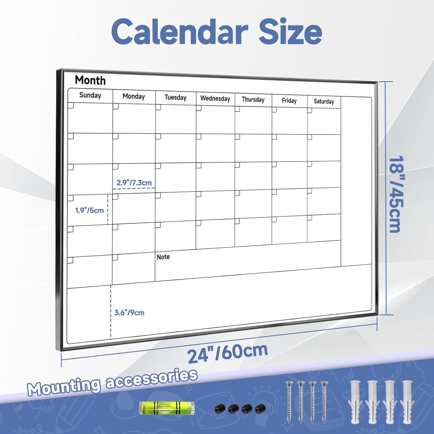 Weekly Planner Dry Erase Calendar for Wall Hanging, 16"x12" Aluminum Frame Whiteboard Calendar with Handle, Portable White Board as Office to Do List, Meal Planner for Home Kitchen