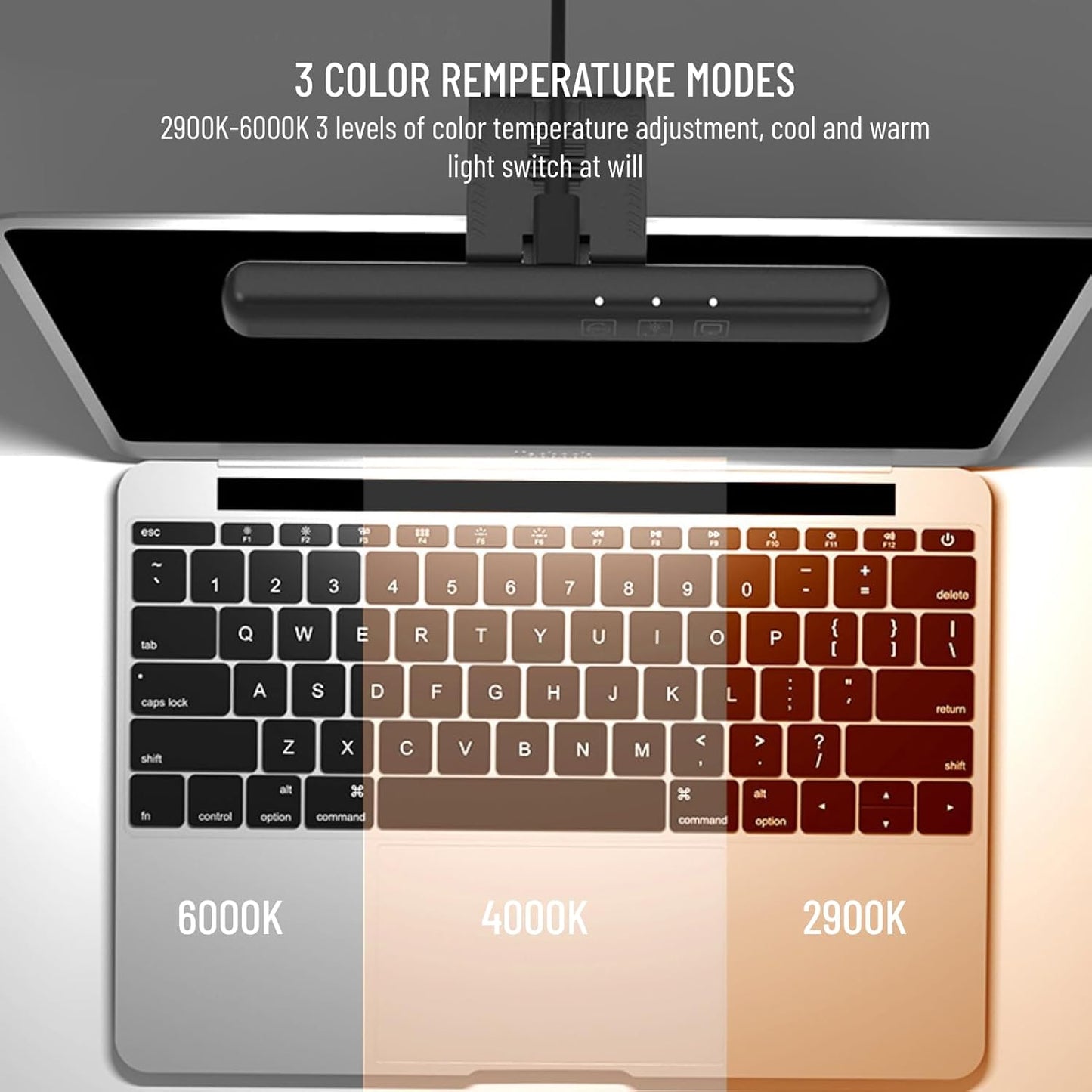 Acogedor Laptop Monitor Light Bar, LED Laptop Light Bar for Keyboard, with Stepless Dimming, No Screen Glare, Space Saving, Laptop Light Clip On