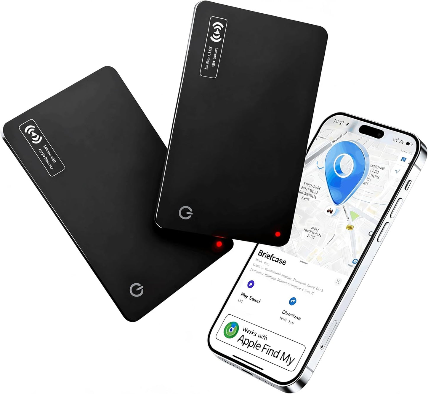 Wallet Tracker Card Work with Apple Find My, Ultra-Slim Rechargeable Tracking Card Credit Card Tracker for Wallet, Luggage, Passport (for iOS, 2 Pack)