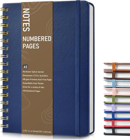 Graph Spiral Journal Notebook, A5 Hardcover Spiral Journals for Women Men, 100 GSM Graph Paper Notebooks, 150 Pages Spiral Bound Grid Notebook for Writing Note Taking Work 5.75" x 8.38" Olive Green