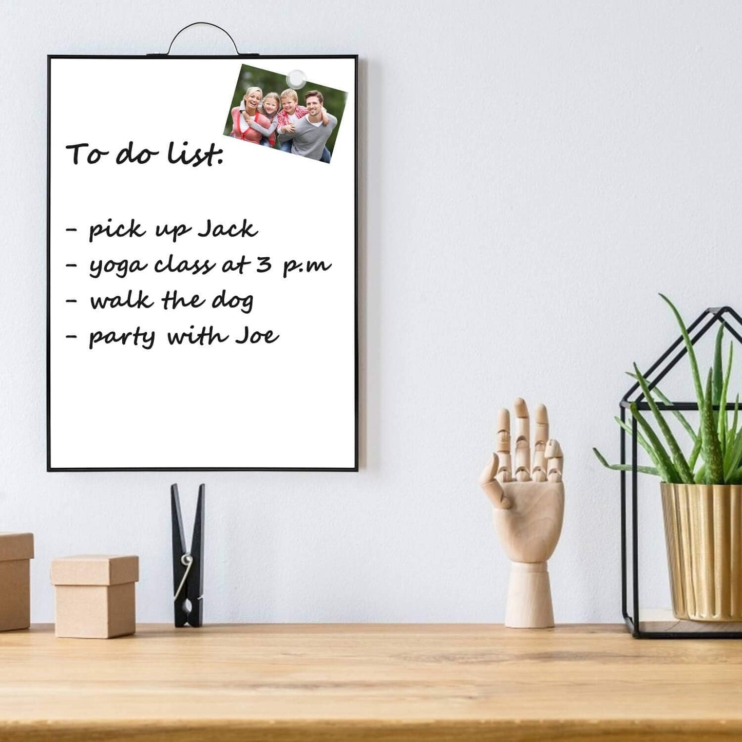 TSJ OFFICE Small Whiteboard Cork-Board - 16" X 12" Portable Aluminum Black Framed Magnetic Dry Erase Board, Small Bulletin Cork Board with Holder for Office, Home and School
