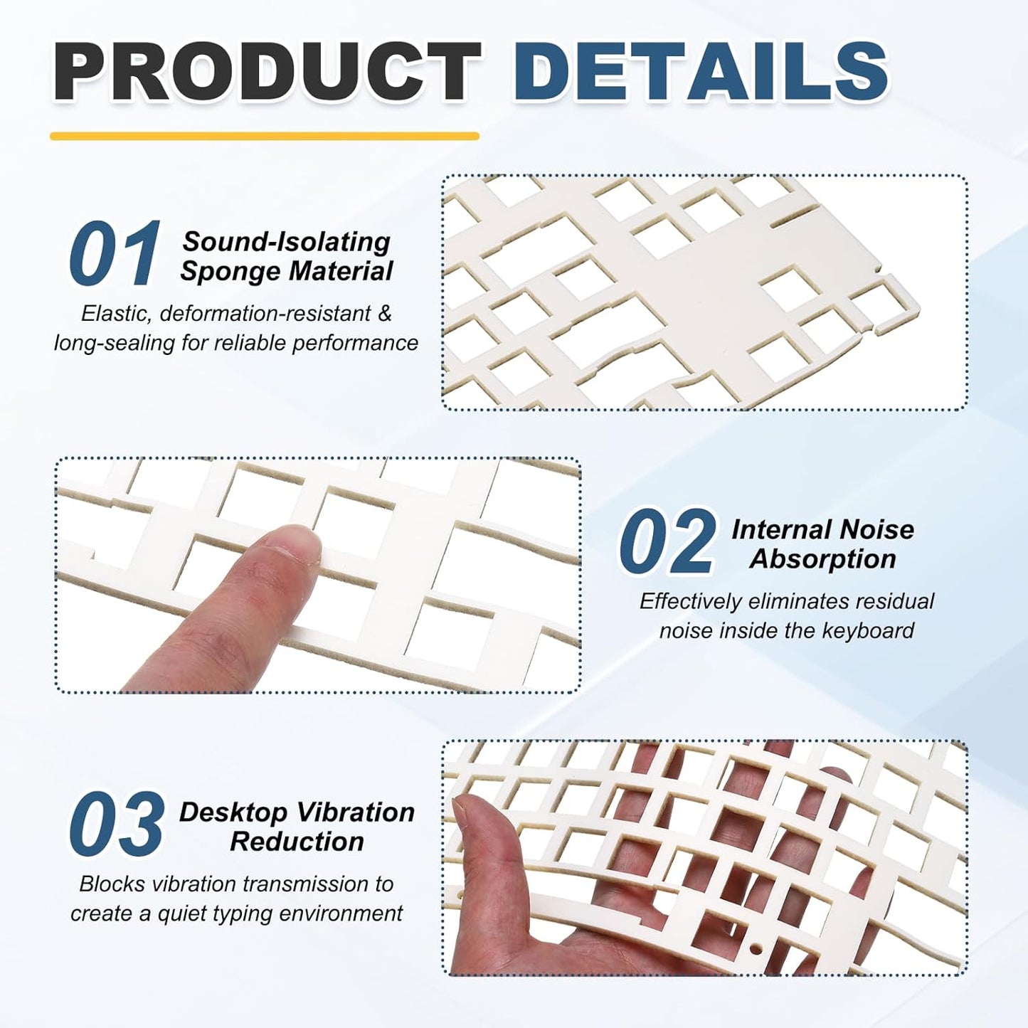 PATIKIL 5 x 17 Inch Keyboard Foam, 2Pcs 104/108 Layout Keyboard Sound Dampening Foam Pad Gasket Switches Dampener for Mechanical Key Boards, Black/White