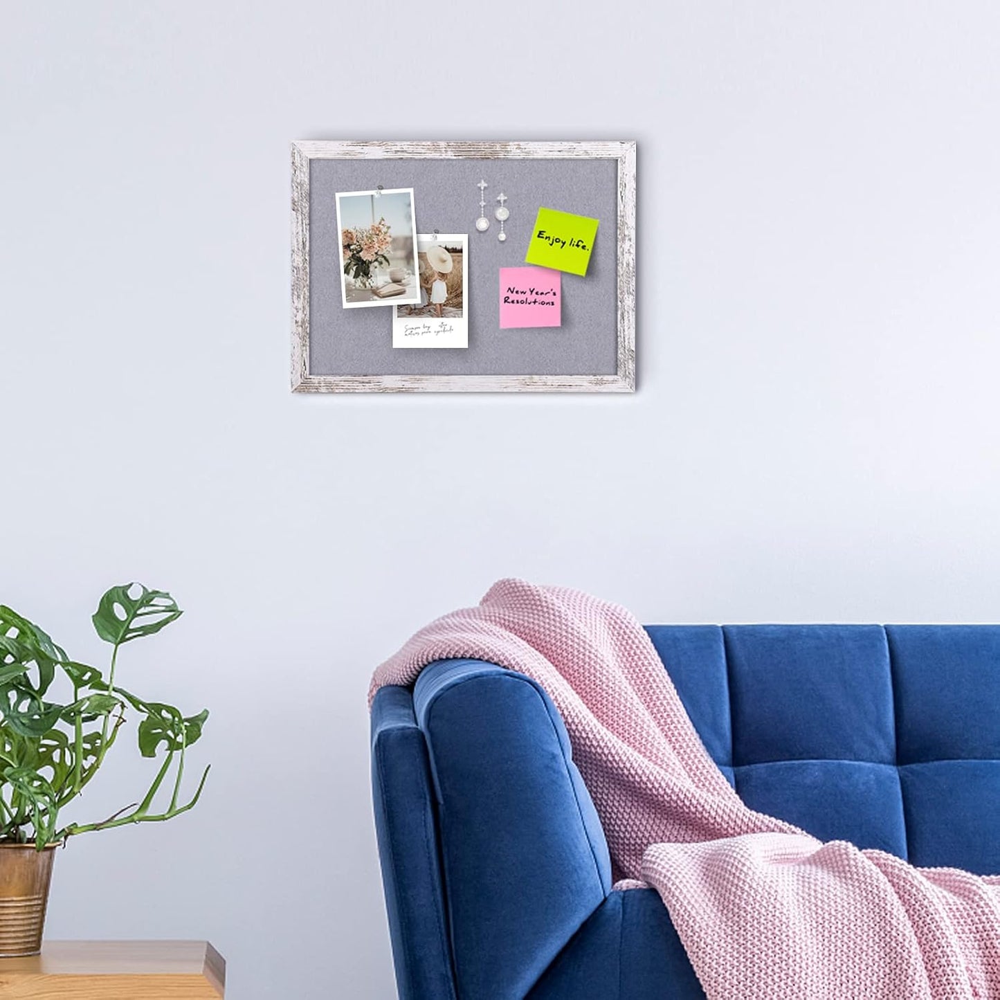 Cork Board Bulletin Board, 11.8x8.6 inches Mini Decorative Hanging Framed Cork Boards for Walls, Pin Board Vision Board for School Home Office, Bulletin Board with Wooden Frame(2230,WH,1p)
