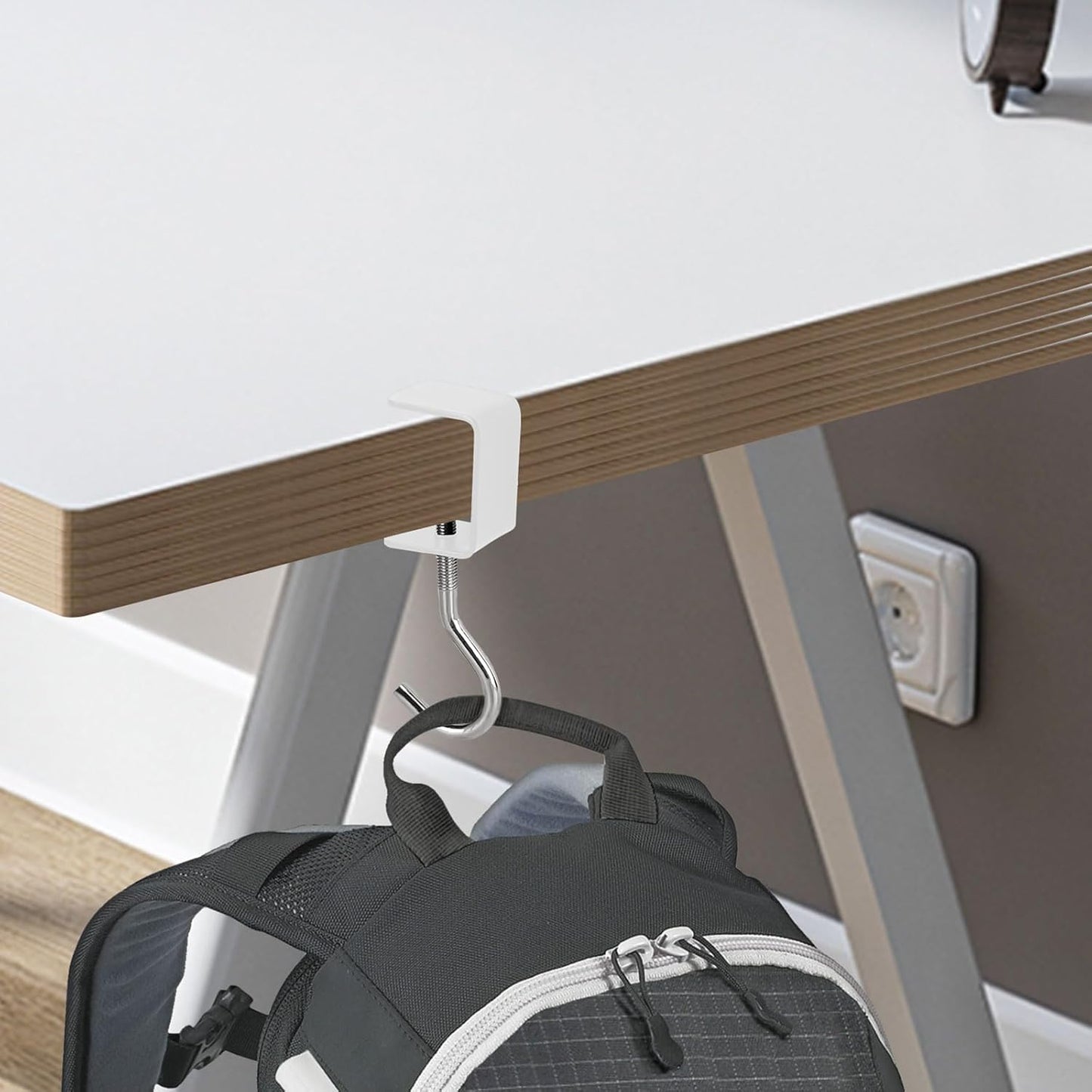 2 Pcs Desk Mount Bag Holder Hook Clamp-On Backpack Hanger Portable Desk Mount Headphones Holder Reduce Desk Clutter for Table Desk, Under Counter