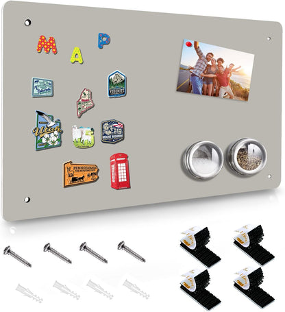 2Pack Black Magnetic Board,17.5" x 11.4" Magnet Bulletin Board to Display Magnetic Notes, Poetry, Photos, Suitable for Wall, Refrigerator, Cabinet etc, Come with 8 Pcs Dual Lock Tape and Screws