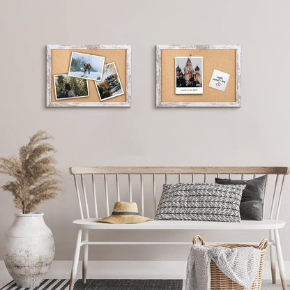 Cork Board Bulletin Board, 11.8x8.6 inches Mini Decorative Hanging Framed Cork Boards for Walls, Pin Board Vision Board for School Home Office, Bulletin Board with Wooden Frame(2230,WH,1p)