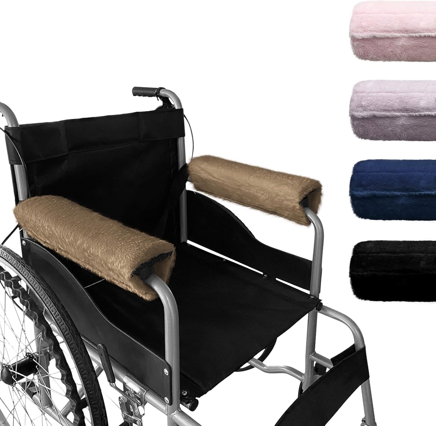 SPRING SEAON Wheelchair Armrest Covers 2 Pack Soft Memory Foam Wheelchair armrest Pads Wicking Washable for Office Transport Chair (Black)