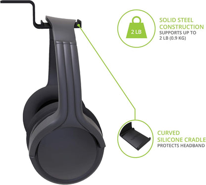 Kanto HHW Universal Under Desk Headphone Hook with Curved Padding | White