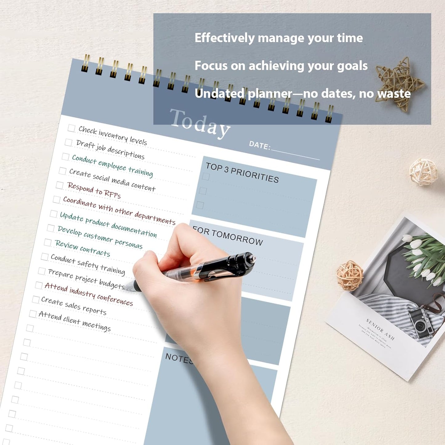 Weekly To Do List Notepad, Undated Planner with 52 Sheets (8.5''x11''), Desk Weekly Planner for Women & Man, Home School & Work