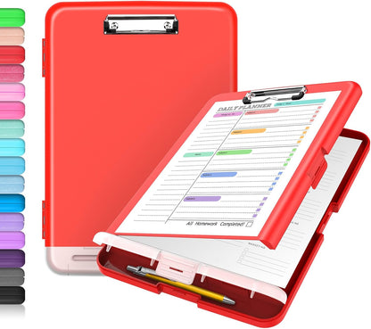 Sooez Clipboard with Storage, Clip Board 8.5 x 11 with Pen Holder, Plastic Organization Case Box for Letter Legal A4 Size Paper, Low Profile Clip, Nurses Teachers Must Haves, School & Office Supplies