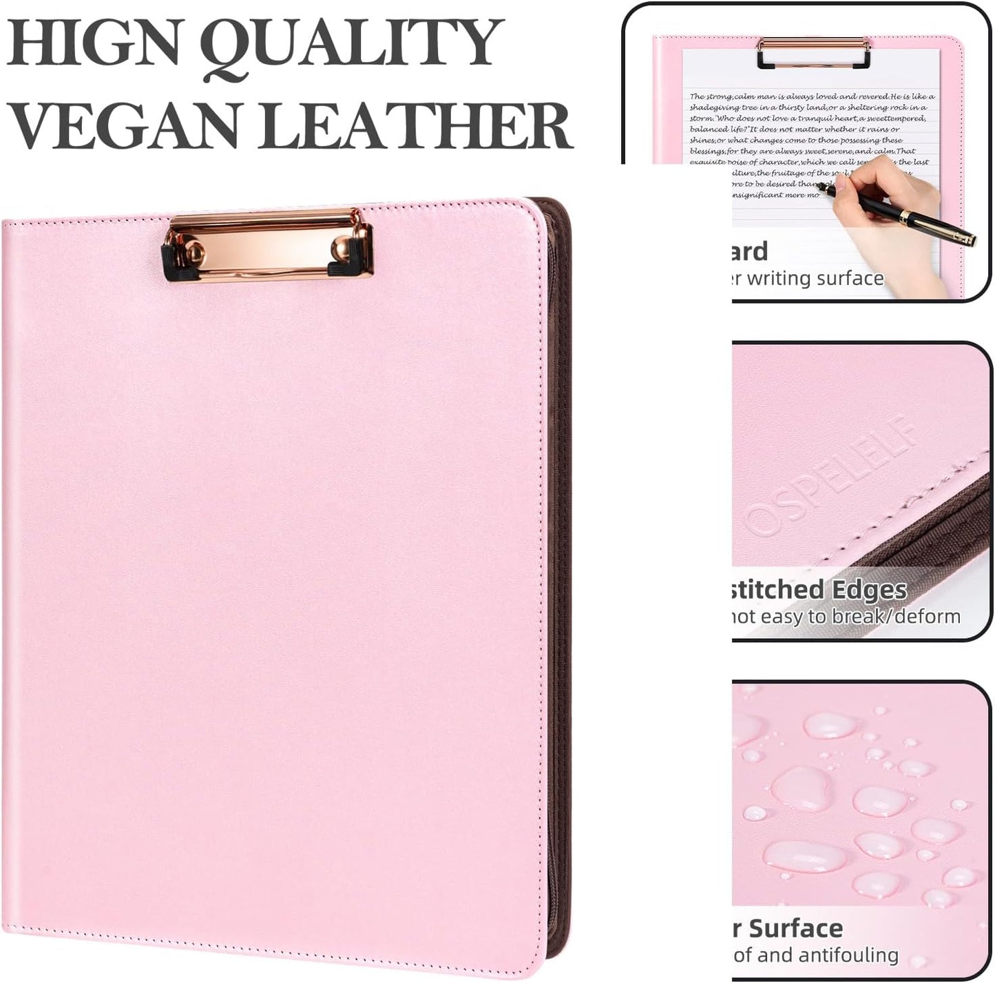 Ospelelf Zippered Padfolio Portfolio Folder, Leather Clipboard with Storage, 3 Ring Binder 1 Inch,12.1” Tablet Sleeve, 5 Dividers with Pocket, Refillable Notepad, Card Slot (Classic Black)