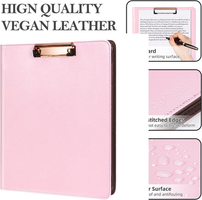 Ospelelf Zippered Padfolio Portfolio Folder, Leather Clipboard with Storage, 3 Ring Binder 1 Inch,12.1” Tablet Sleeve, 5 Dividers with Pocket, Refillable Notepad, Card Slot (Classic Black)