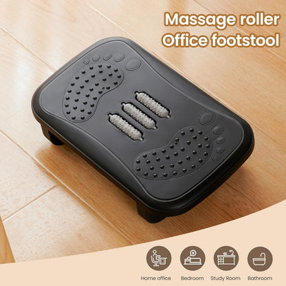 Ergonomic Foot Rest with Massage Rollers - Non-Slip Desk Foot Stool for Office/Home, Fixed-Angle Cushioned Support Improves Posture & Circulation, Under Desk Comfort for Long Sitting Sessions