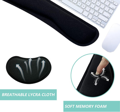 Keyboard Wrist Rest Mouse Wrist Support Set, Memory Foam Wrist Rest Pad for Computer Laptop Keyboard Mouse, Ergonomic Wrist Cushion Support for Typing Pain Relief, Gaming Home Office, Flowers Grass