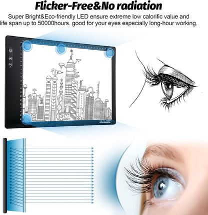 Rechargeable Magnetic A4 LED Light pad, IMAGE Tracing Pad, Ultra-Thin USB Powered with Memory Function Light Box, Great for Diamond Painting, Animation, Tattoo, Sketching and Design (6000K Black)