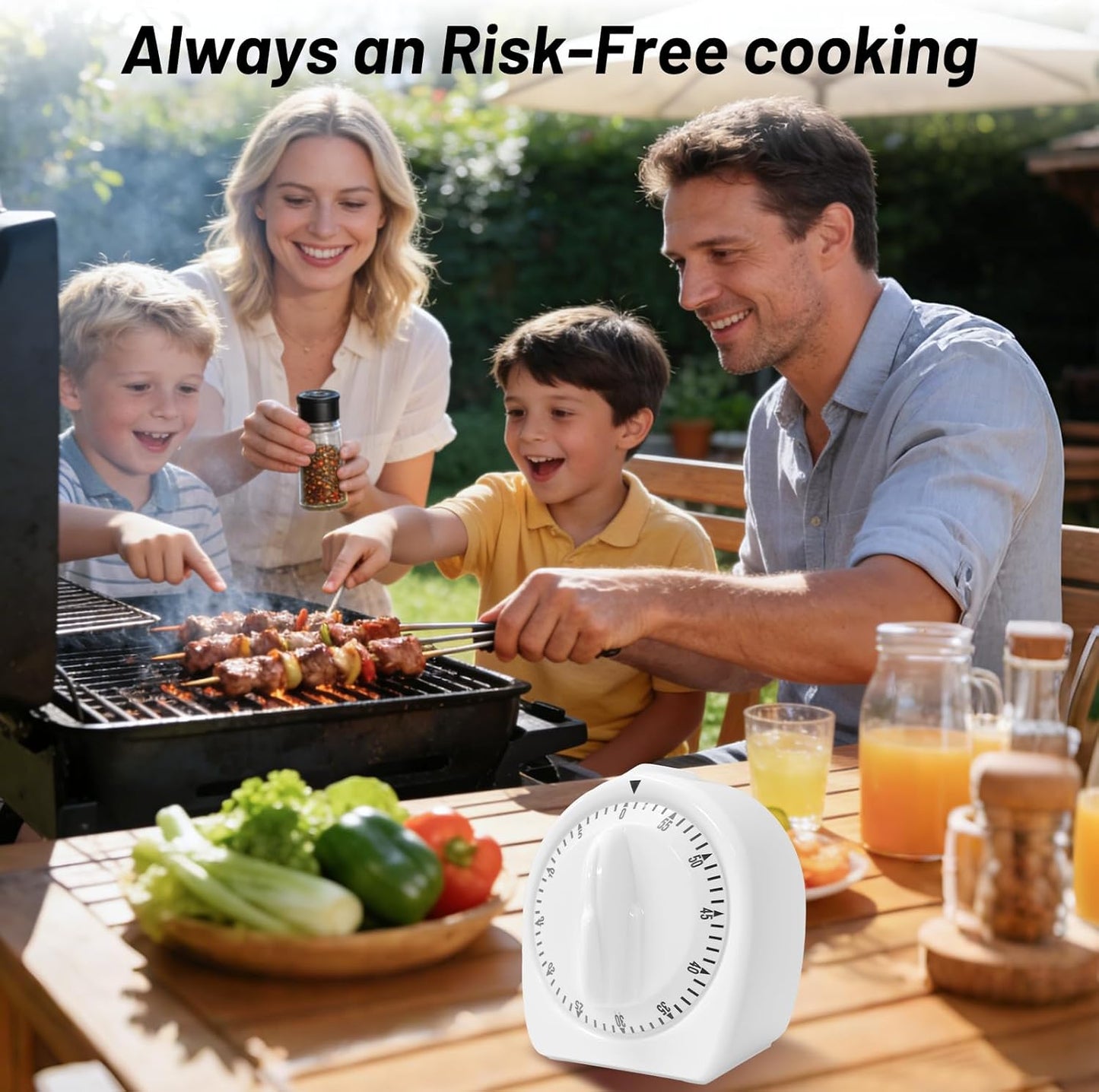 Kitchen Timers for Cooking,60 Minute Wind Up Timer,Visual Mechanical Timer,with Loud Alarm,No Batteries Required,Manual Countdown Timers for Classroom, Home, Study and Cooking (White)