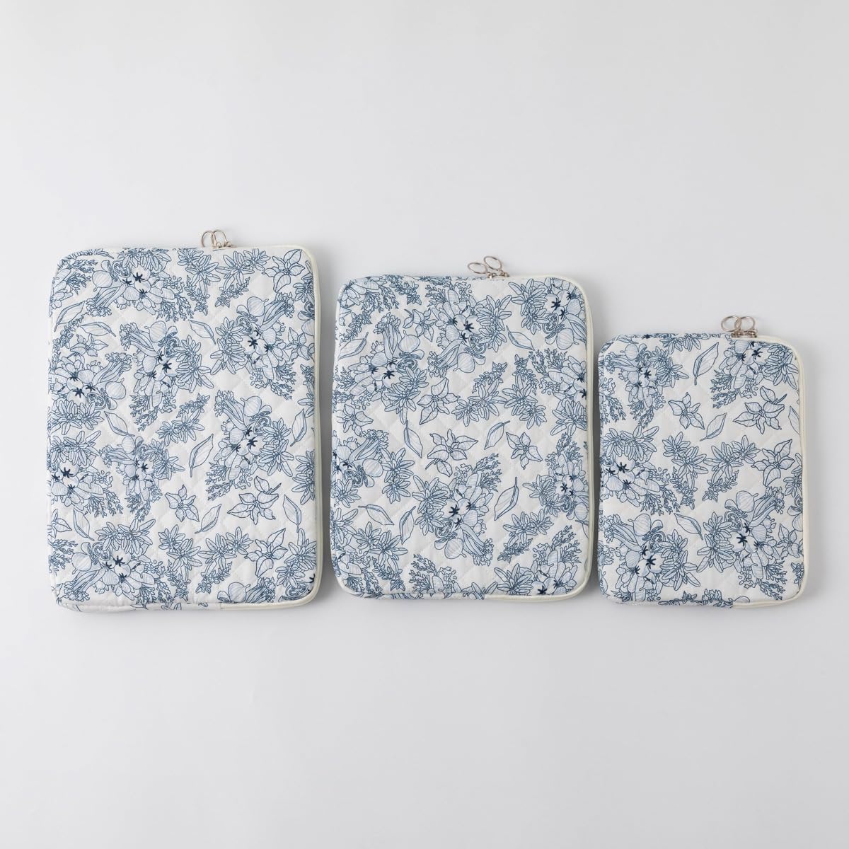 Puffy Laptop Sleeve 13 Inch Cute Quilted Laptop Protective Case Padded Floral Computer Sleeve for MacBook (A-Blue, 13 Inch)