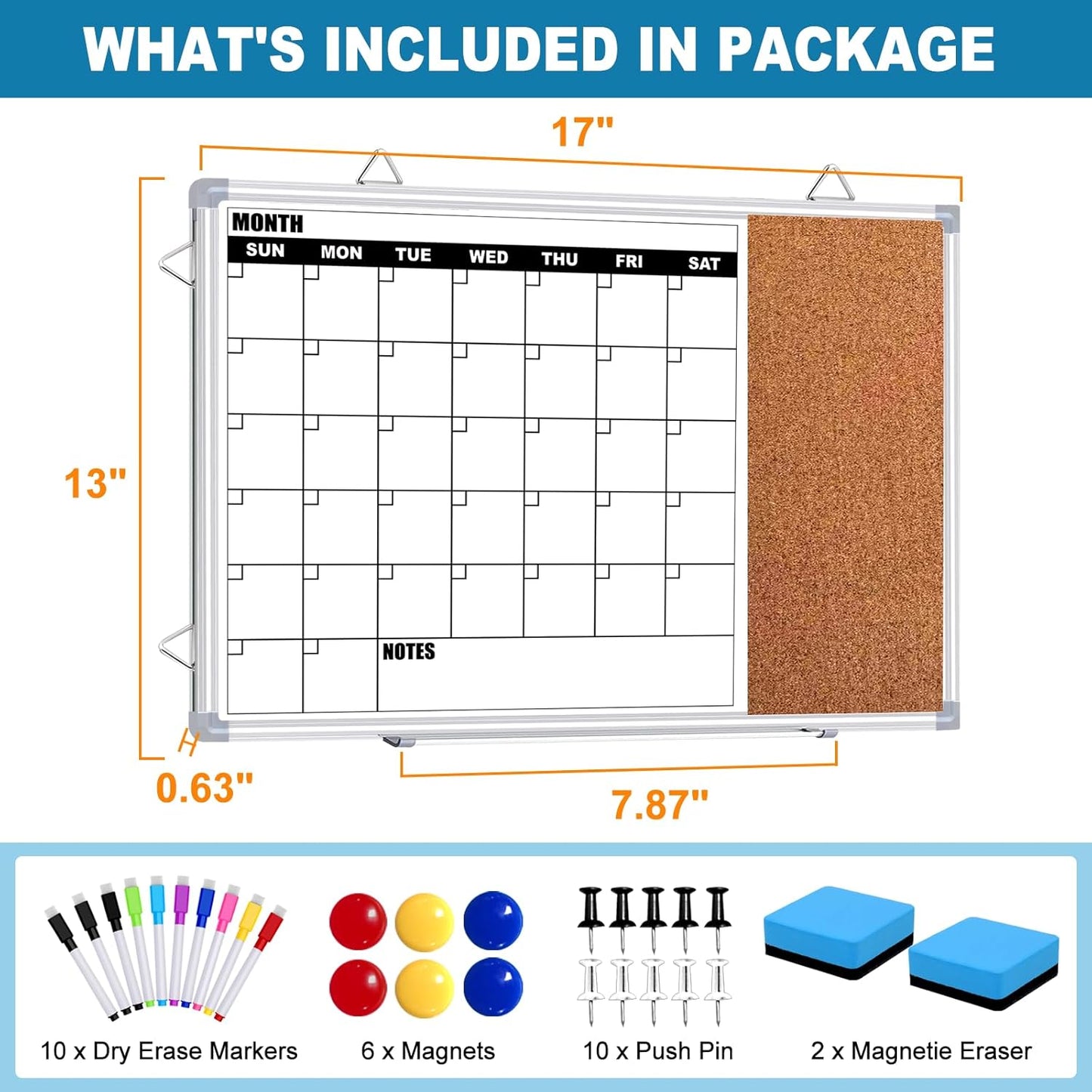 Weekly Planner Whiteboard, Weekly Dry Erase Board for Wall 16" x 12", Double-Sided Weekly Calendar Whiteboard with Pen Tray & Hook, Hanging Writing Schedule Board for Home, School, Office