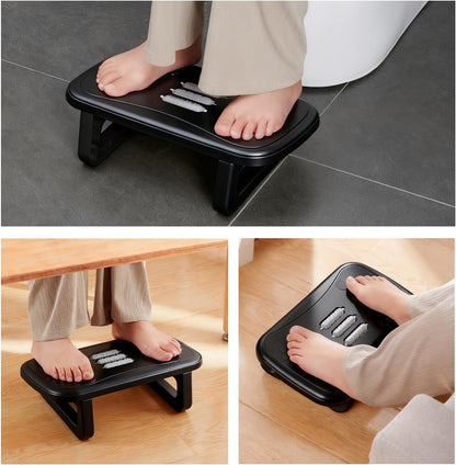 Ergonomic Foot Rest with Massage Rollers - Non-Slip Desk Foot Stool for Office/Home, Fixed-Angle Cushioned Support Improves Posture & Circulation, Under Desk Comfort for Long Sitting Sessions