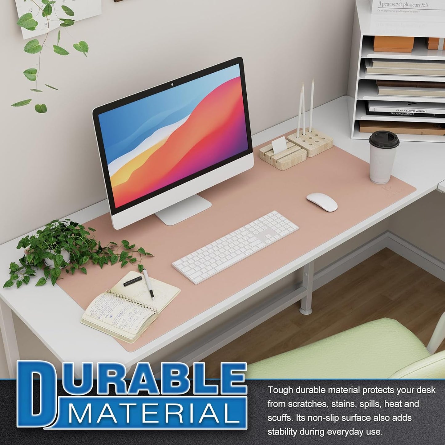 K KNODEL Large Office Leather Desk Mat, Mouse and Keyboard Pad, Computer and Laptop Mat, Desktop Protector and Cover, Writing Pad and Blotter (31.5"x15.7", Black)