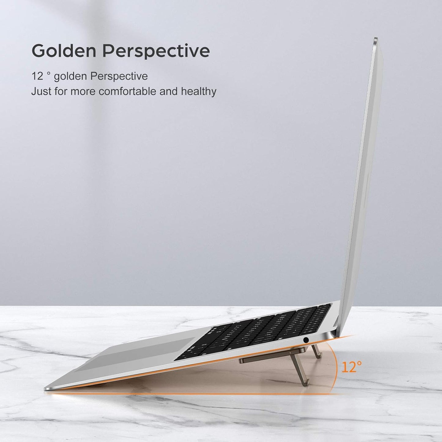 OATSBASF Mini Laptop Stand, Retractable Computer Stand, Portable Notebook Holder, Foldable Invisible Design Cooling Office Universal Non Slip, for MacBook Pro Air iPad Pro Air Surface Tablets (Silver)