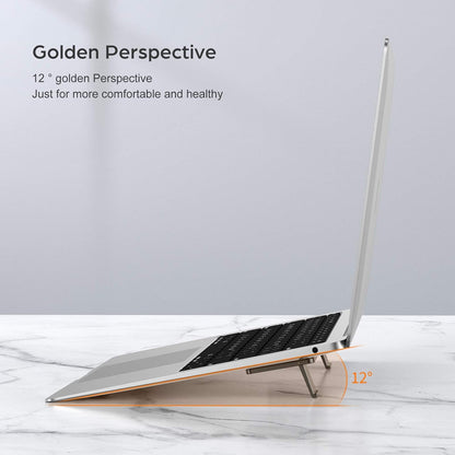 OATSBASF Mini Laptop Stand, Retractable Computer Stand, Portable Notebook Holder, Foldable Invisible Design Cooling Office Universal Non Slip, for MacBook Pro Air iPad Pro Air Surface Tablets (Silver)