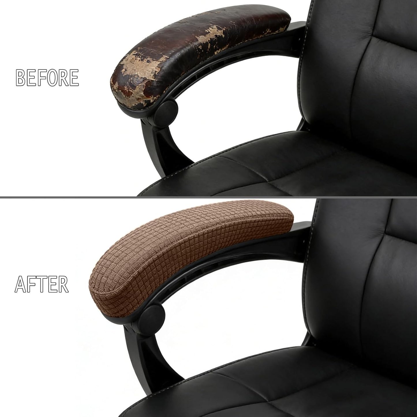 Melaluxe Stretch Office Chair Armrest Covers, Arm Rest Slipcovers (Black)