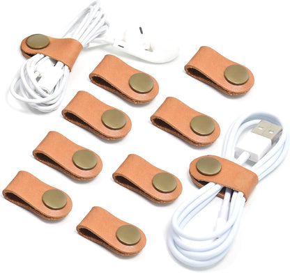 CAILLU Cord Organizer,Cord Keeper,Cable Organizer USB Holder,Cable Straps,Earbud case,wrap Headphone,Headset Winder,Earphone Clips Ties,stocking stuffers for men Gifts Leather