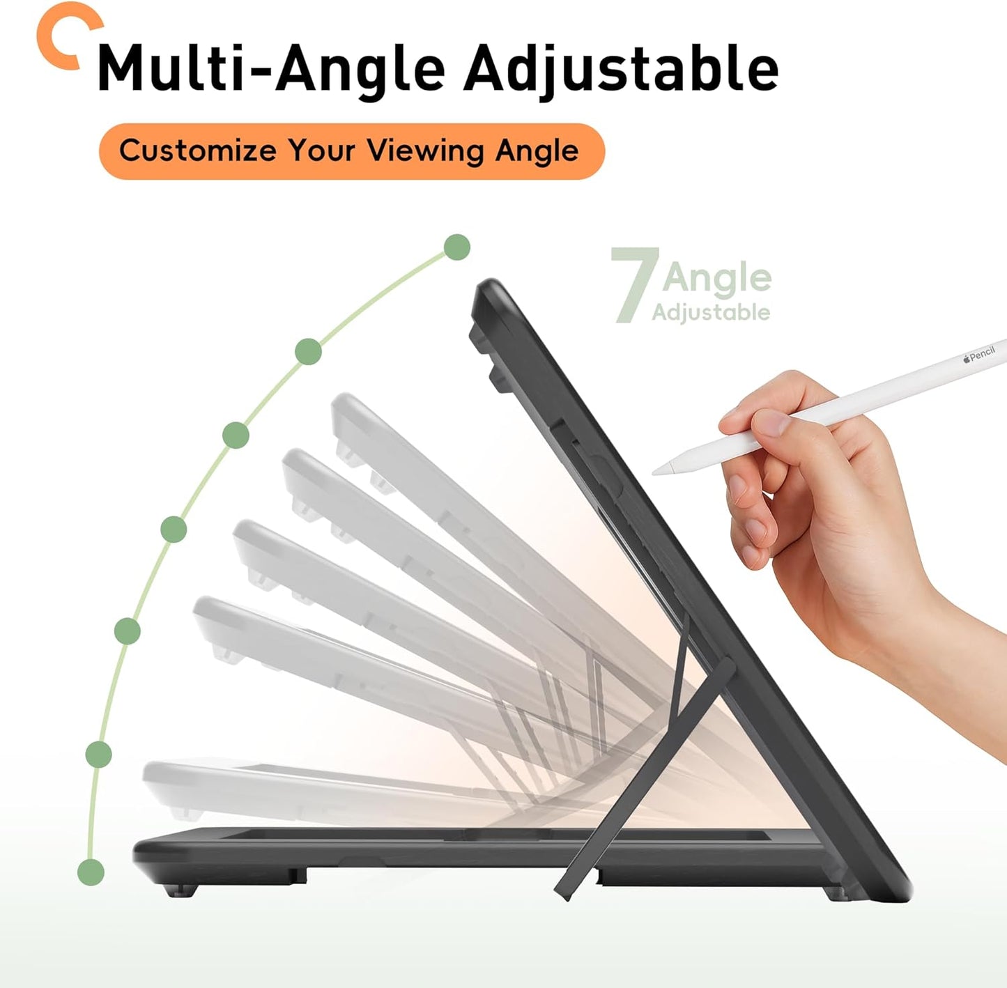 ELETIUO Bamboo Tablet Drawing Stand Holder-Portable&Multi-Angle Adjustable,Tablet Stands Riser with Pencil Wireless Charging,Compatible with 12.9/13 inch iPad Pro,iPad Air/Mini(9.7"-13"),Black