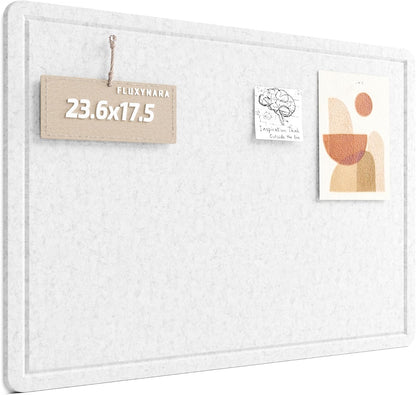 Fluxynara Bulletin Board, 23.6" x 17.5" Cork Board Alternative with 12 Safe Removable Adhesive Tabs, Foldable Felt Pin Board for Home Office, Classroom, Bedroom,Entryway for Walls—Sage