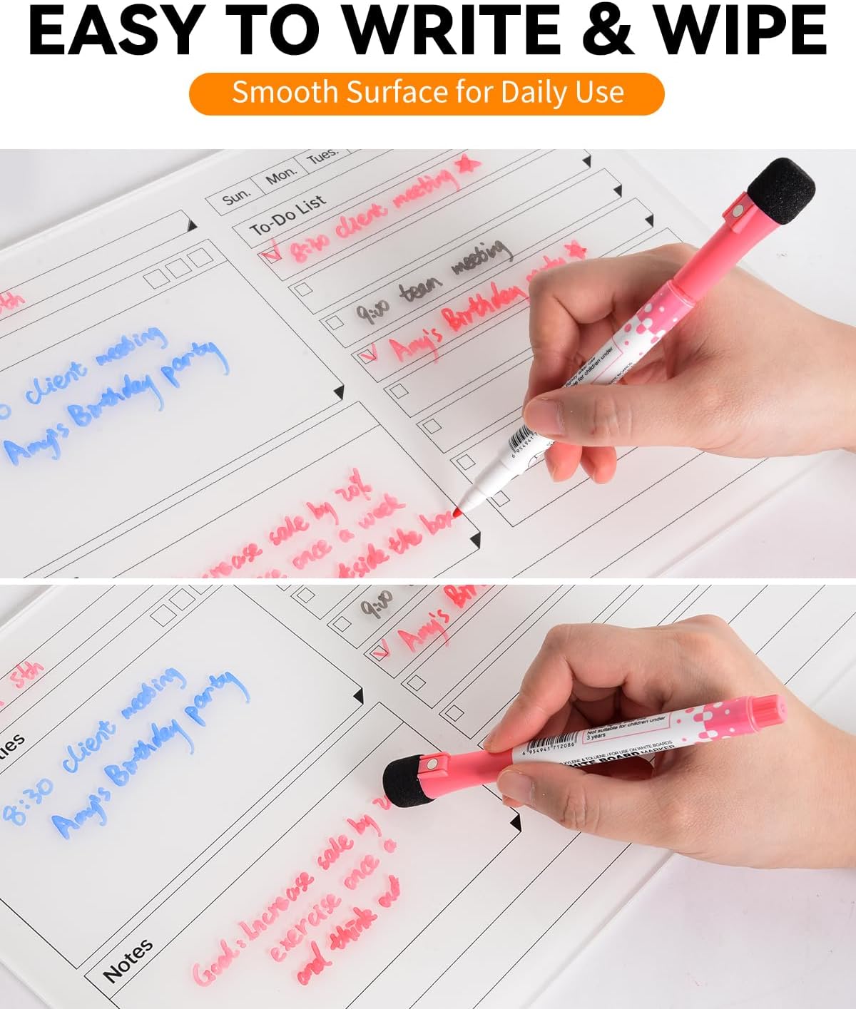 Acrylic Dry Erase to-Do List Board with Solid Wood Base, 9x13 Desktop Whiteboard Planner, Task Organizer for Office/Home/School, Includes 3 Dry Erase Markers (White)