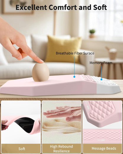 Ergonomic Mouse Pad and Keyboard Wrist Rest Support Set, Massage Design Mousepad for Carpal Tunnel Pain Relief, Memory Foam, Non-Slip PU Base for Computer Desk, Black
