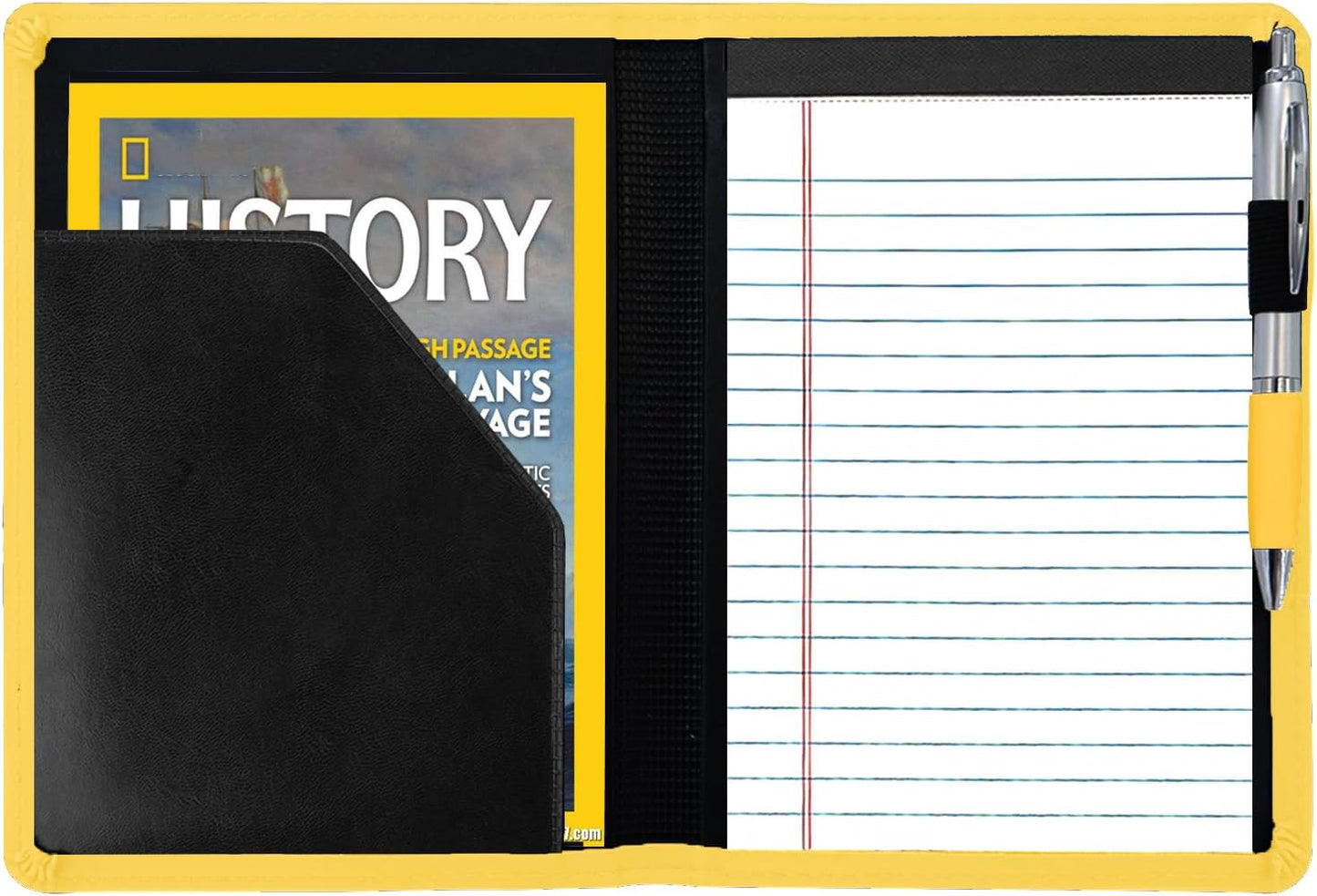 Padfolio/Portfolio Binder, Mini Padfolio Portfolio Binder 5 x 8 Legal Writing Pad, A5 Document Organizer Folder for Men Women, Black