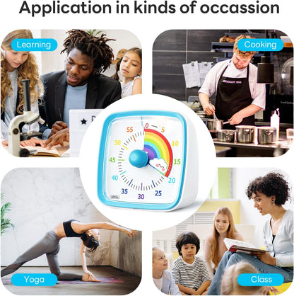 Yunbaoit Visual Timer with Night Light, 60-Minute Countdown Timer for Kids and Adults, Silent Classroom Timer, Time Management Tool for Home, School, or Work (Light Blue)