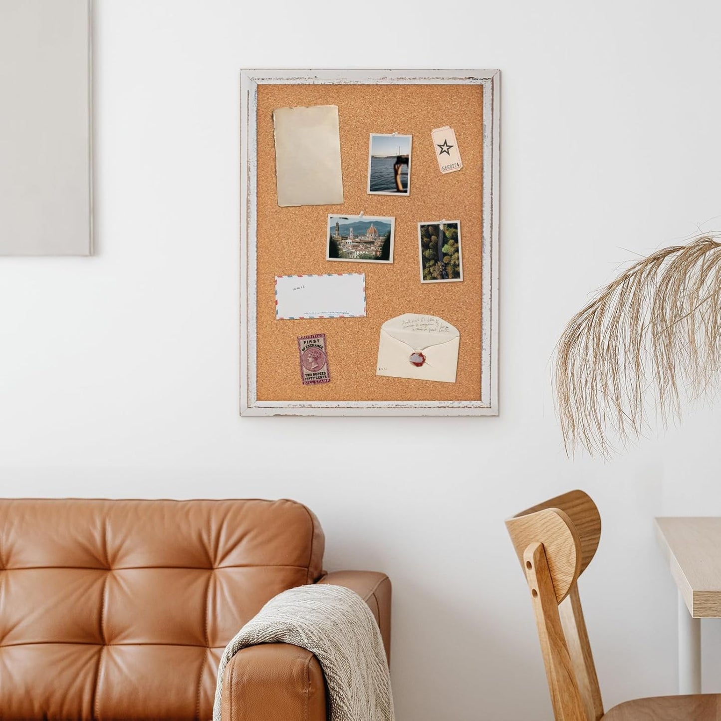 DOLLAR BOSS White Cork Board for Wall - 24 X 18 Inches, Rustic Wooden Frame Bulletin Board, Decorative Hanging Pin Board for Office & Home Decor