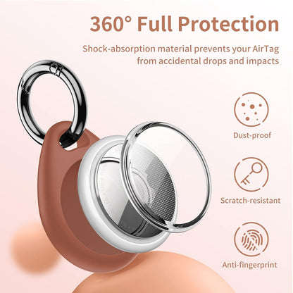 UNBREAKcable AirTag Holder for Apple - 4 Pack Air Tag Case [Fit Tightly Design] [Easy to Install] [Hold Securely] Waterproof TPU Protective Cover with Metal Keychain for Kids,Pet,Luggage,Backpack,Keys