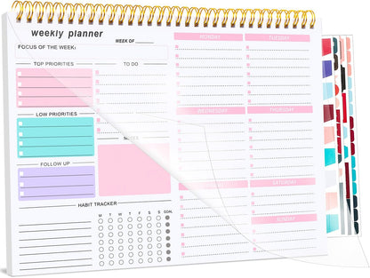 Weekly To Do List Notepad, 8.5''x11'' Weekly Desk Planner with 52 Tear Off Sheets Undated Weekly Planner Habit Tracker & Productivity Organizer for Home and Work, Pink