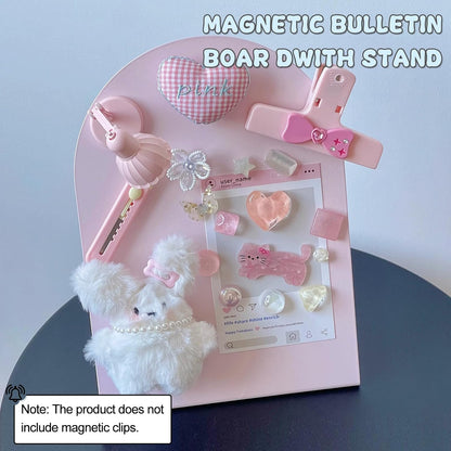 2 Pack Desk Magnetic Bulletin Board Metal Tabletop Memo Souvenir/Photos Display Board Magnet Display Stand for Home School Kitchen Office (2, White, ARC)