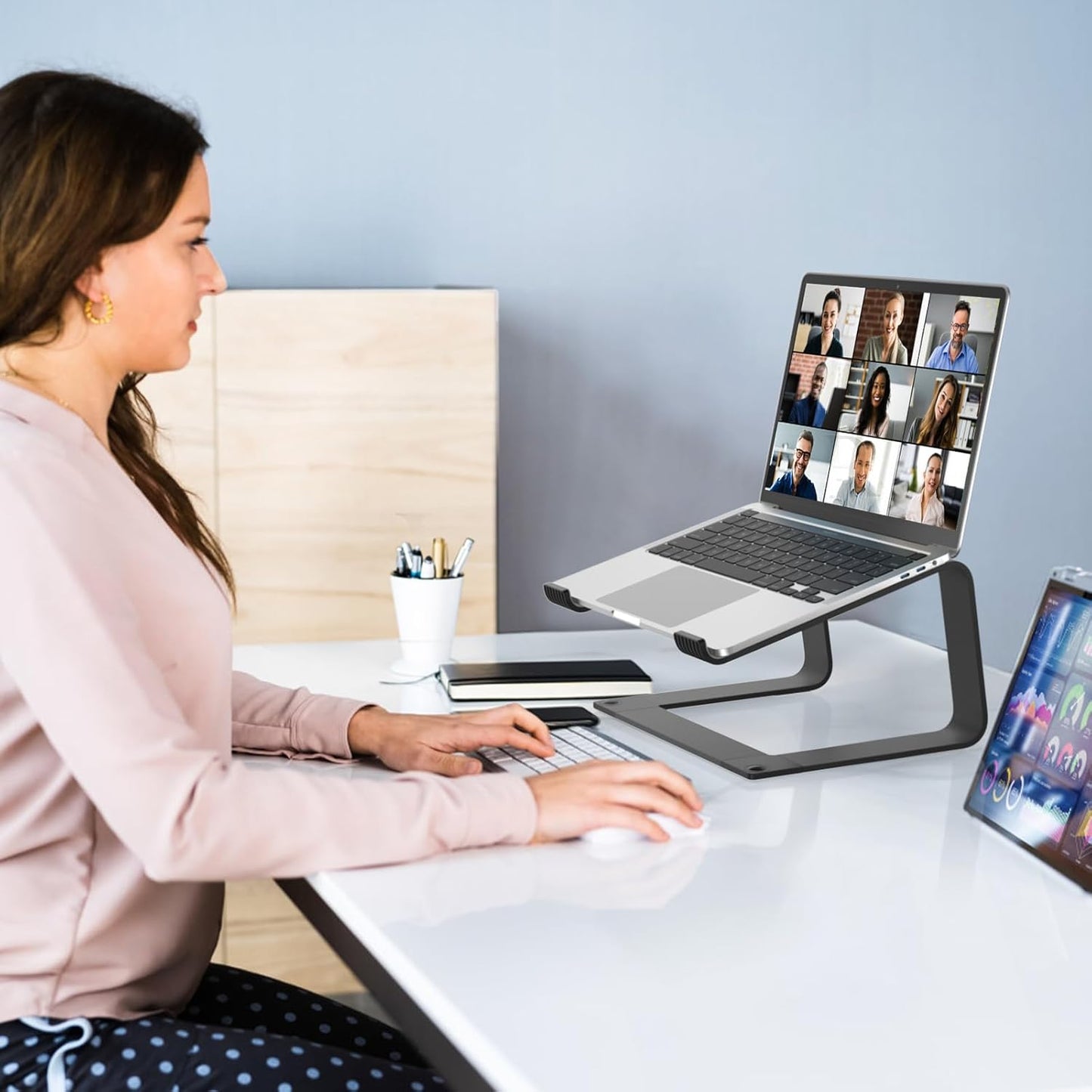 Laptop Stand for Desk Adjustable Computer Stand with 360 Rotating Base Ergonomic Laptop Riser Mount for Desk Foldable Protable Computer Desk Fits with MacBook Pro Air, Rectangle