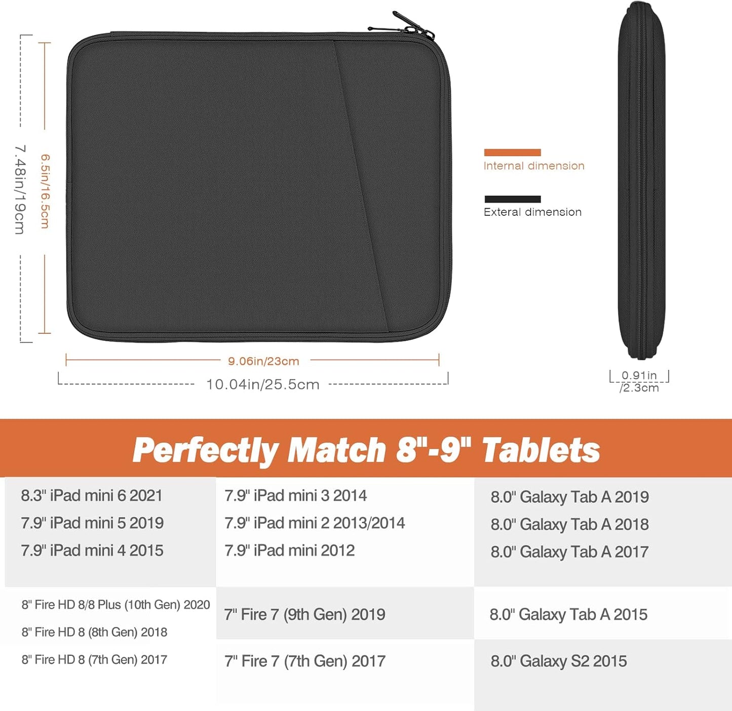 MoKo 9-11 Inch Tablet Sleeve Case, Fits New 11inch iPad Air M4/Pro M5, iPad A16 11", i-Pad 10/9/8/7th/Air 5/4th 10.9"/10.2", Tab S9/S8 11", Protective Bag Carrying Case with Pocket, Dark Gray